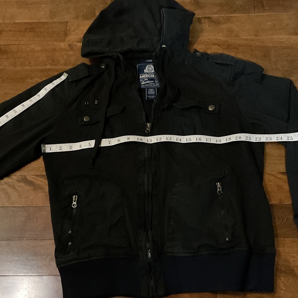 American Rag Men's Black Cotton Military Jacket - Picture 6 of 7